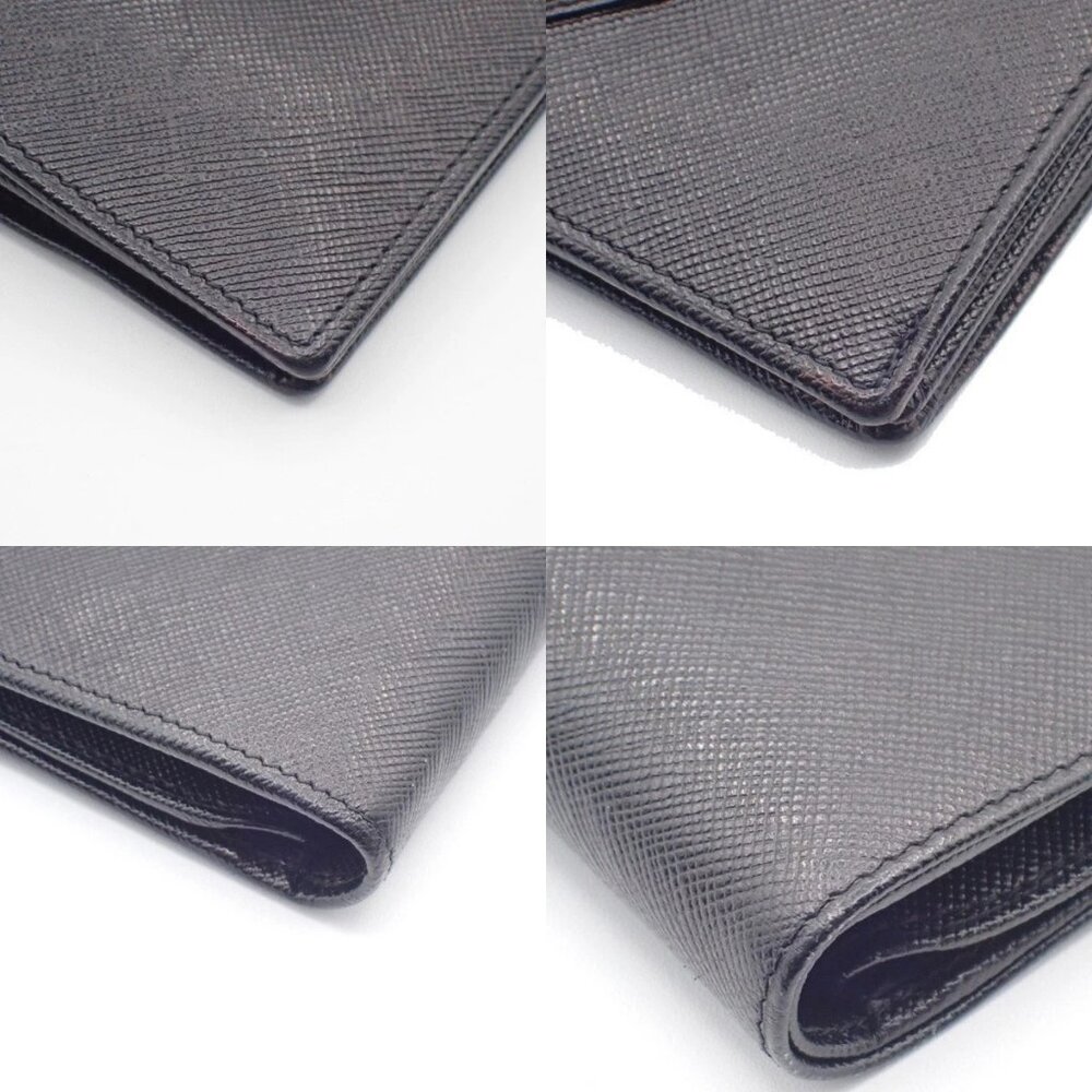 PRADA Logo Compact Bifold Wallet Purse Saffiano Leather Black Italy SHW 38AA182 - Picture 11 of 15